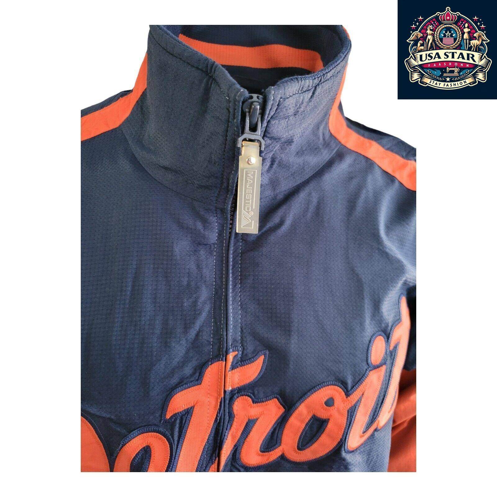 Detroit Tigers Jacket - Majestic MLB Authentic Large with Vibrant Insignia & Iconic Logos - USASTARFASHION