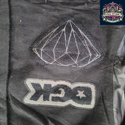 DGK Diamond X Supply Co Dirty Ghetto Kids Jacket Mens XL Black Leather Wool Varsity - USASTARFASHION