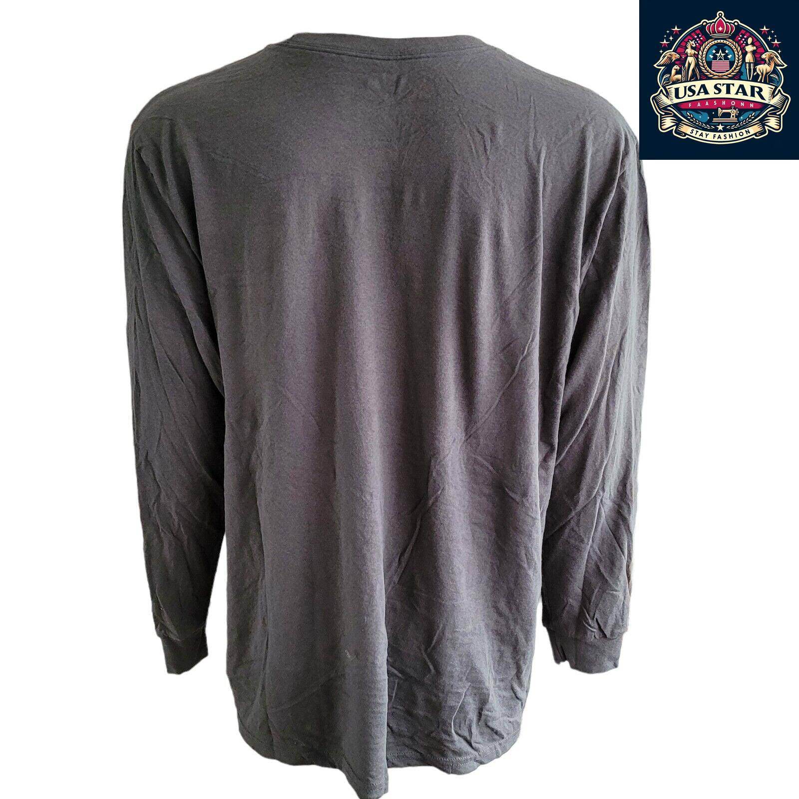 Dickies Gray Long Sleeve T-Shirt for Men, 2XL, 100% Cotton, Comfortable Crew Neck Design - USASTARFASHION