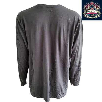 Dickies Gray Long Sleeve T-Shirt for Men, 2XL, 100% Cotton, Comfortable Crew Neck Design - USASTARFASHION