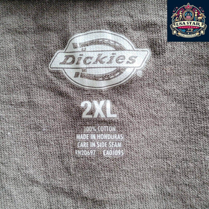 Dickies Gray Long Sleeve T-Shirt for Men, 2XL, 100% Cotton, Comfortable Crew Neck Design - USASTARFASHION