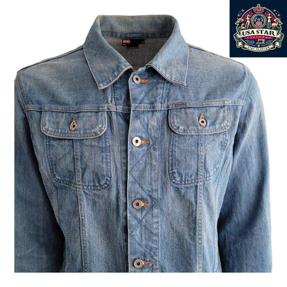 DIESEL Denim Jacket Unisex Cotton L Made In Italy - Urban Fashion Essential for All - USASTARFASHION