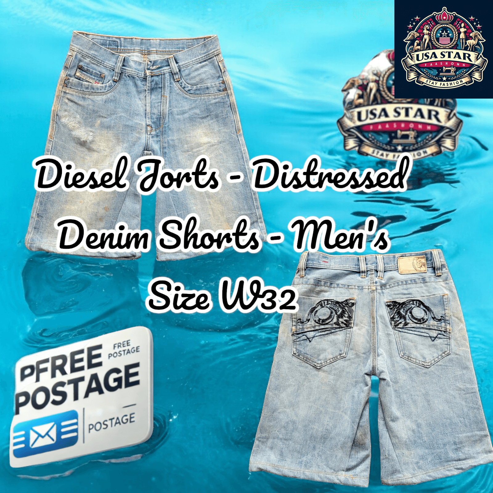 Diesel Denim Jorts - Men's Distressed 5 - Pocket Shorts, Modern Fit, Comfortable Size W32 - USASTARFASHION