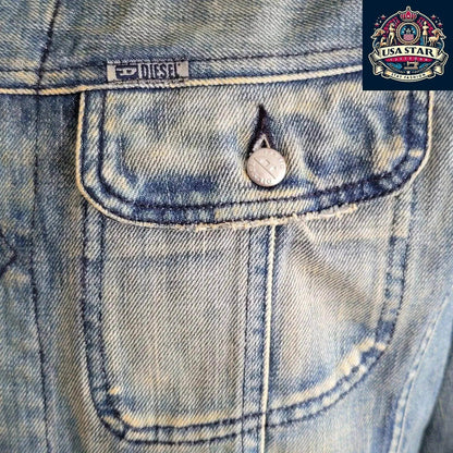 DIESEL Men's XL Denim Cotton Jacket Made In Italy - Classic Design, Rugged Style, Handcrafted Quality - USASTARFASHION