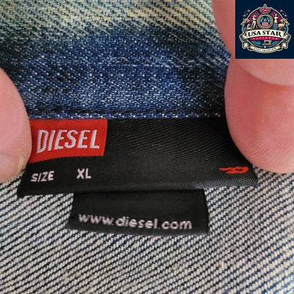 DIESEL Men's XL Denim Cotton Jacket Made In Italy - Classic Design, Rugged Style, Handcrafted Quality - USASTARFASHION