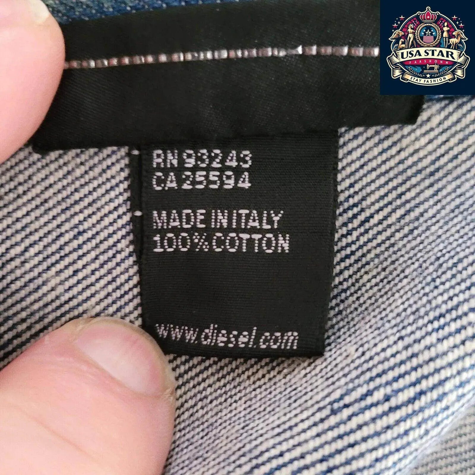 DIESEL Men's XL Denim Cotton Jacket Made In Italy - Classic Design, Rugged Style, Handcrafted Quality - USASTARFASHION