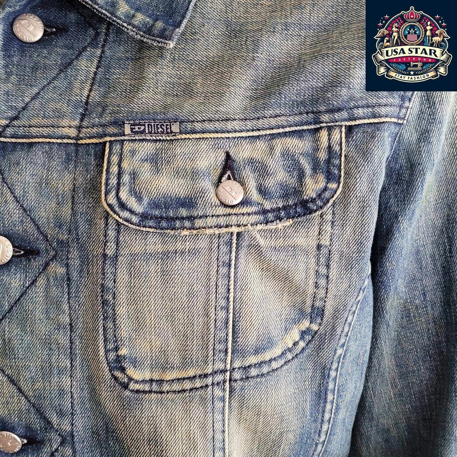 DIESEL Men's XL Denim Cotton Jacket Made In Italy - Classic Design, Rugged Style, Handcrafted Quality - USASTARFASHION