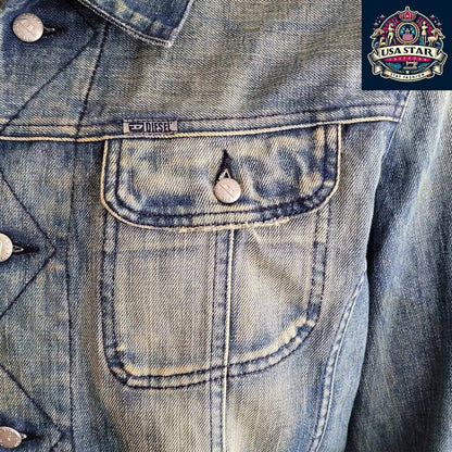DIESEL Men's XL Denim Cotton Jacket Made In Italy - Classic Design, Rugged Style, Handcrafted Quality - USASTARFASHION