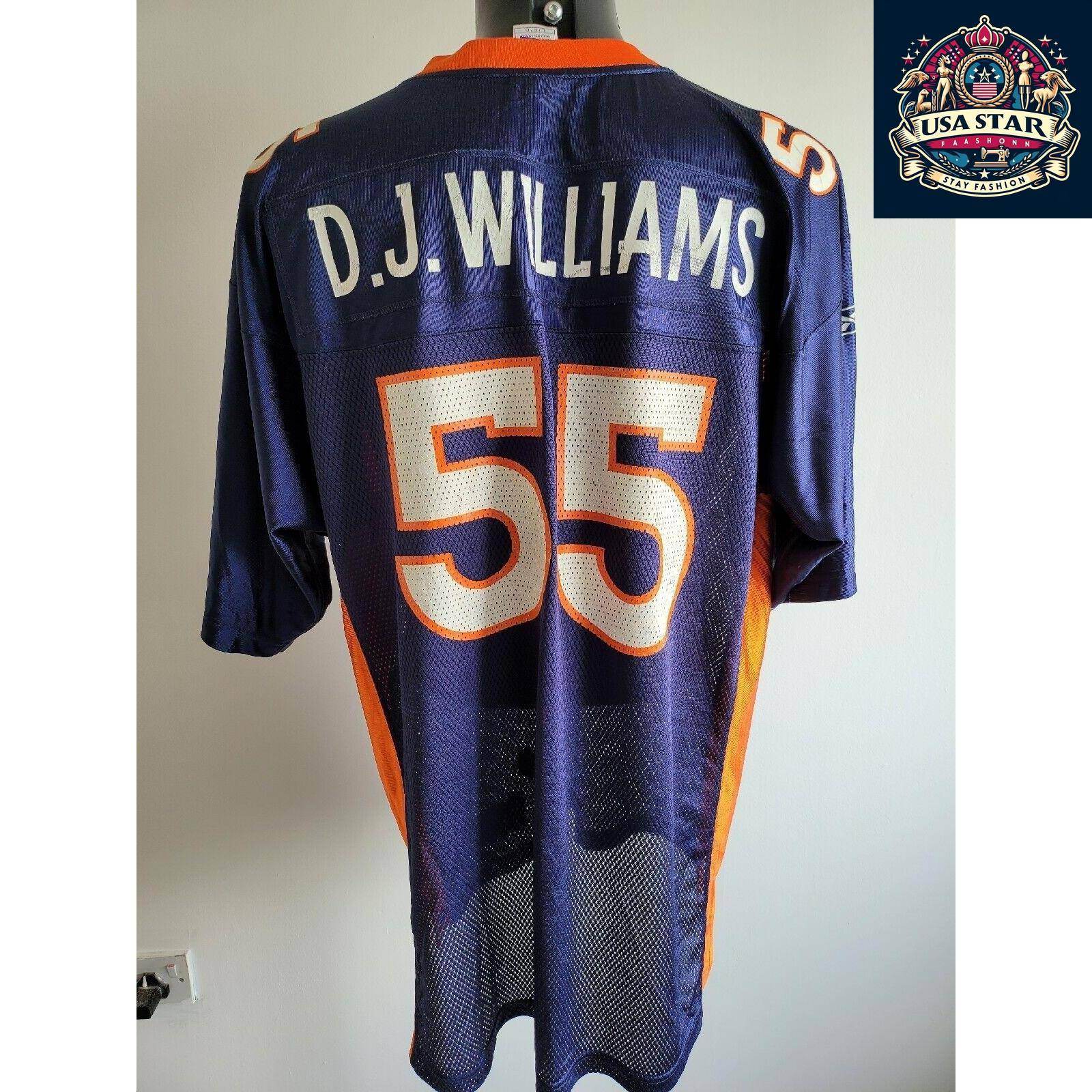 DJ Williams 55 Denver Broncos Jersey - Authentic NFL Reebok Onfield Navy Size L - USASTARFASHION