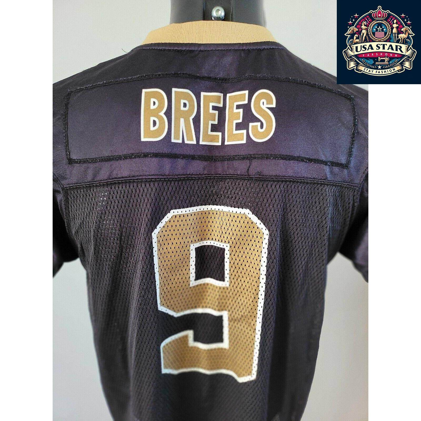 Drew Brees Jersey Youth Large - Vintage Style New Orleans Saints 9 Reebok Shirt in Brown - USASTARFASHION