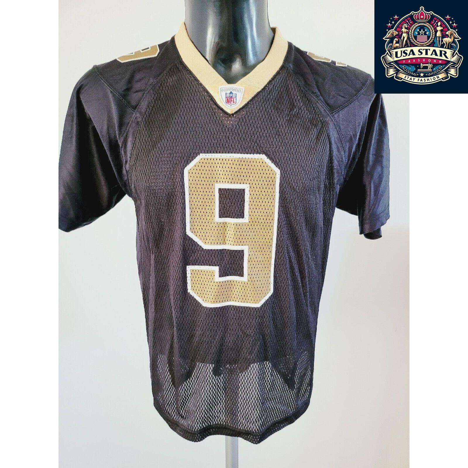 Drew Brees Jersey Youth Large - Vintage Style New Orleans Saints 9 Reebok Shirt in Brown - USASTARFASHION