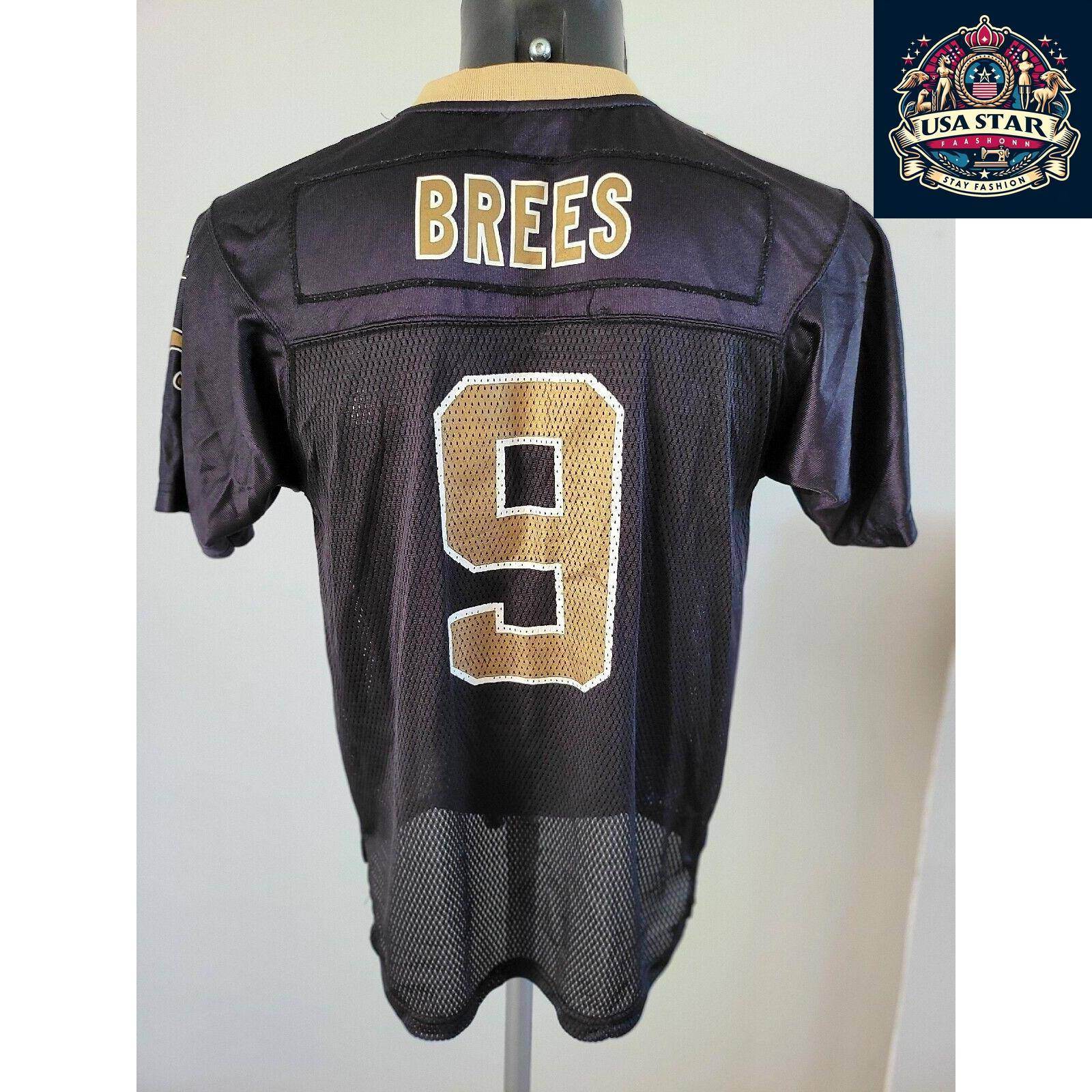 Drew Brees Jersey Youth Large - Vintage Style New Orleans Saints 9 Reebok Shirt in Brown - USASTARFASHION