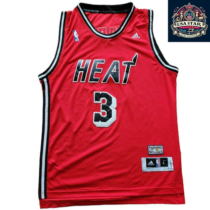 Dwyane Wade Miami Heat Hardwood Classic Jersey Adidas Swingman Size L - Iconic Number 3 - USASTARFASHION