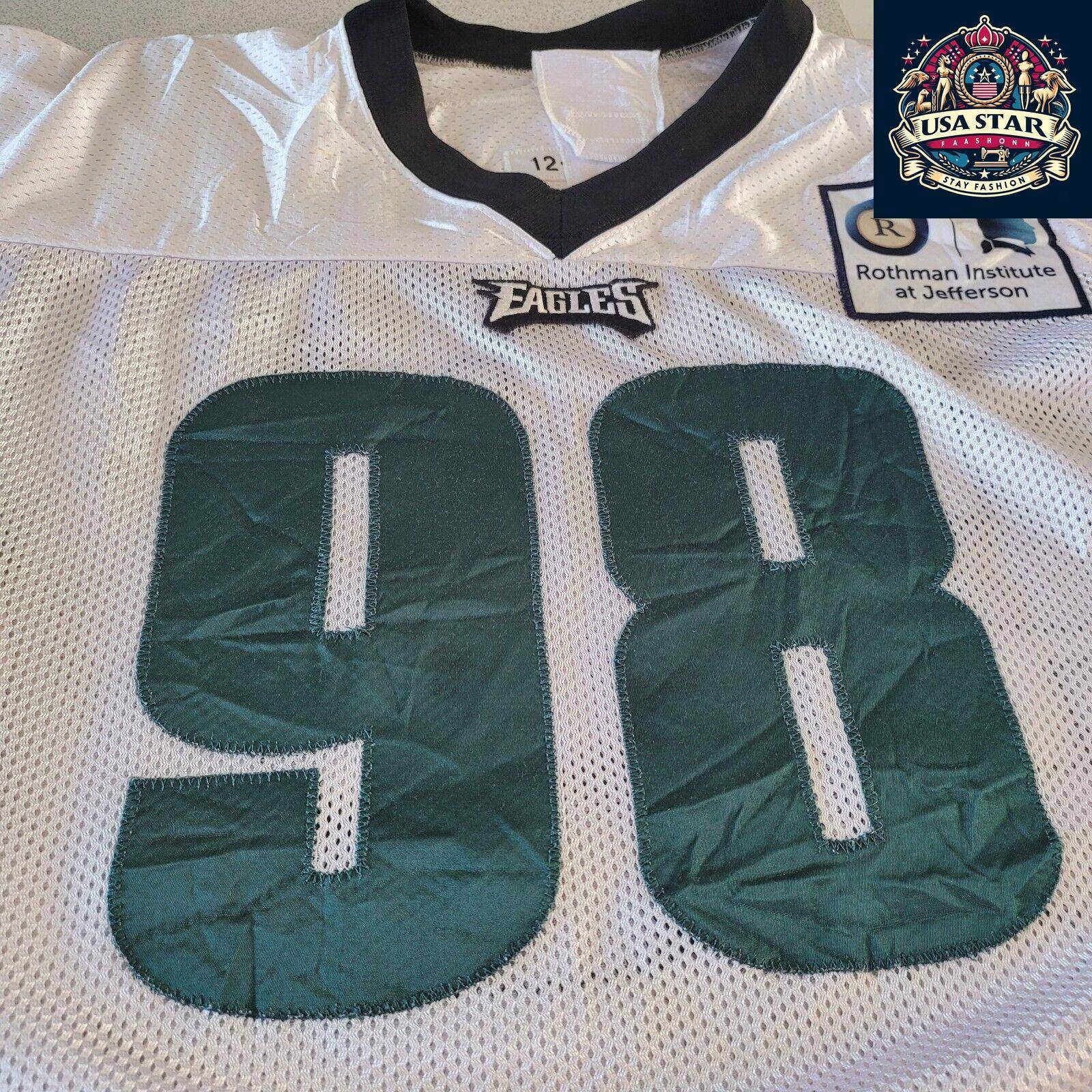 Elijah Qualls Jersey 98 Philadelphia Eagles Game - Issued White XXL - Authentic Memorabilia - USASTARFASHION