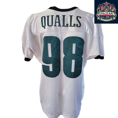 Elijah Qualls Jersey 98 Philadelphia Eagles Game - Issued White XXL - Authentic Memorabilia - USASTARFASHION