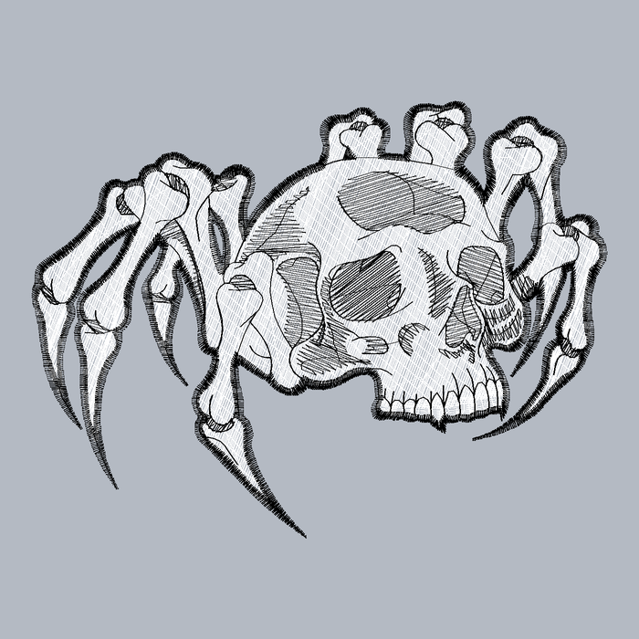 Spider Skull Biker Patch embroidery stitch preview