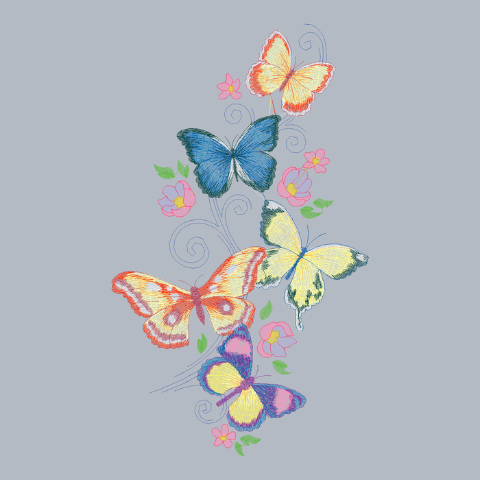 Butterfly Flower Cascade embroidery stitch preview