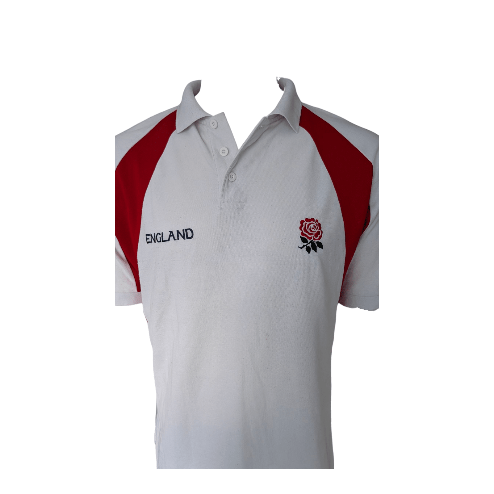 England Rugby Polo Shirt Men’s Size L White Red Rose Crest Short Sleeve Cotton B - USASTARFASHION