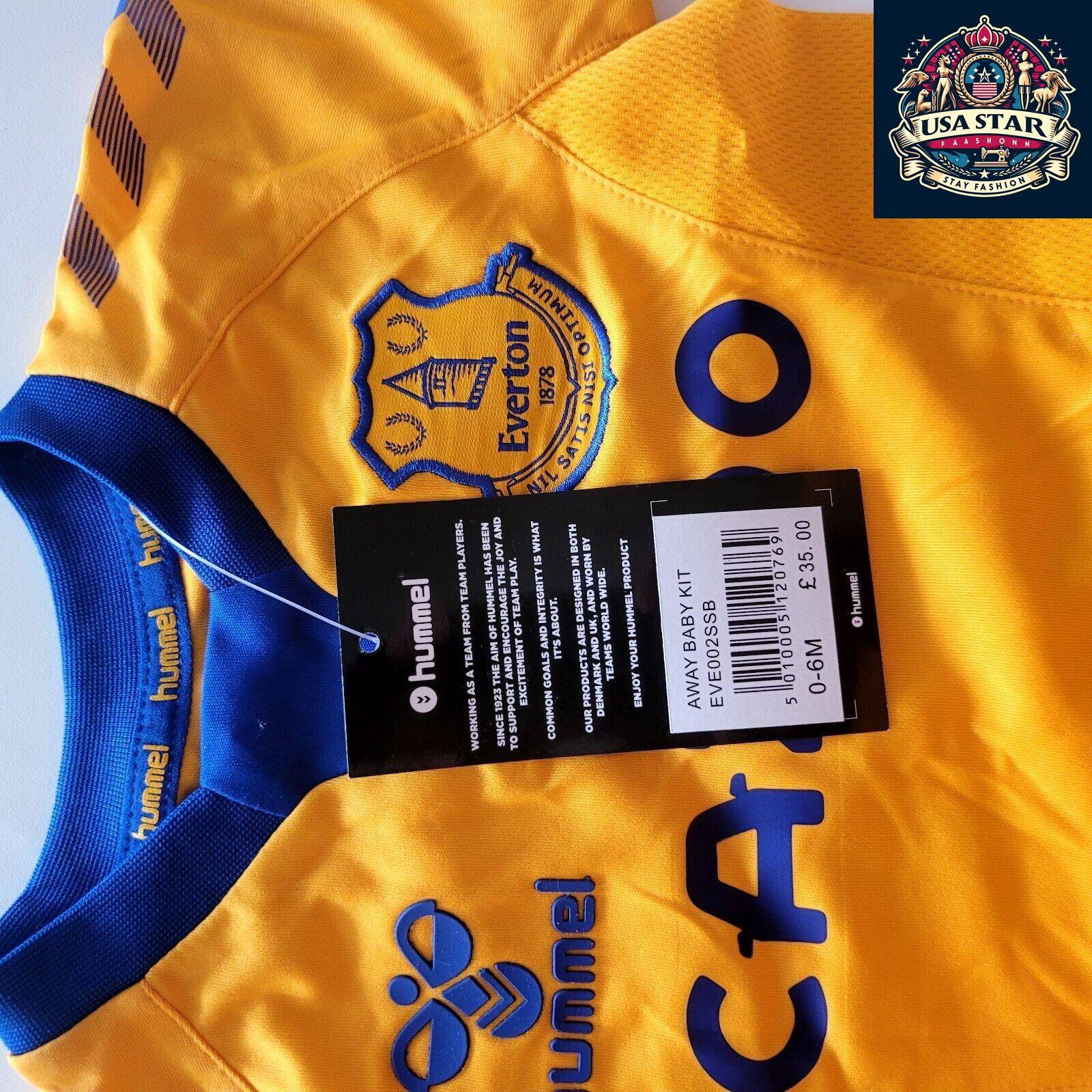 Everton FC Baby Shirt Personalized "Jessica 13" - Size 0 - 6 Months, Hummel, Embroidered Badge - USASTARFASHION