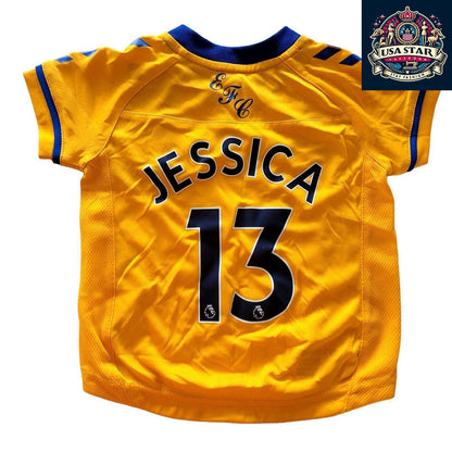 Everton FC Baby Shirt Personalized "Jessica 13" - Size 0 - 6 Months, Hummel, Embroidered Badge - USASTARFASHION