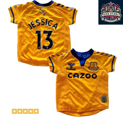Everton FC Baby Shirt Personalized "Jessica 13" - Size 0 - 6 Months, Hummel, Embroidered Badge - USASTARFASHION