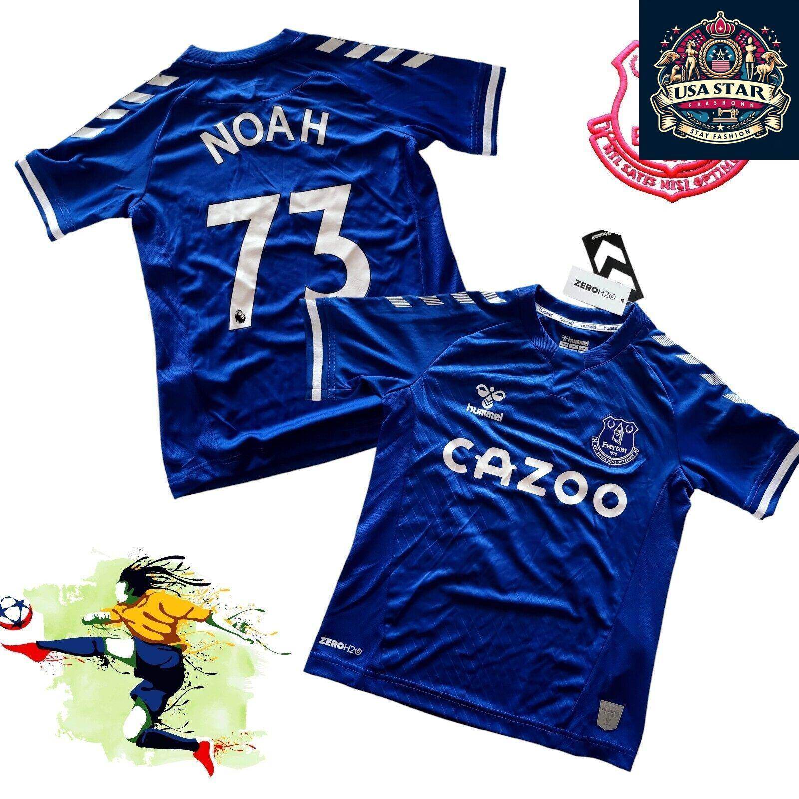 Everton FC Home Jersey Youth Large YL - Noah 73 - New with Tags - Blue 100% Polyester - USASTARFASHION