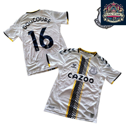 Everton FC Hummel Third Shirt Y2XL Doucouré 16 White - Official High - Quality Fan Merchandise - USASTARFASHION