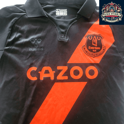 Everton FC Third Jersey Youth XXL Godfrey by Hummel in Black/Orange - Lightweight & Breathable - USASTARFASHION