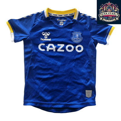 Everton FC Youth Jersey 2021 - 2022 Home Hummel Holmes 4 for Kids 3 - 4Y Team Blue Moisture - Wicking - USASTARFASHION