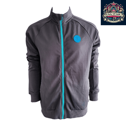 Fanatics Everton FC Track Jacket Men's 2XL - Stylish Grey With Teal Accents, Full Zip & Pockets - USASTARFASHION