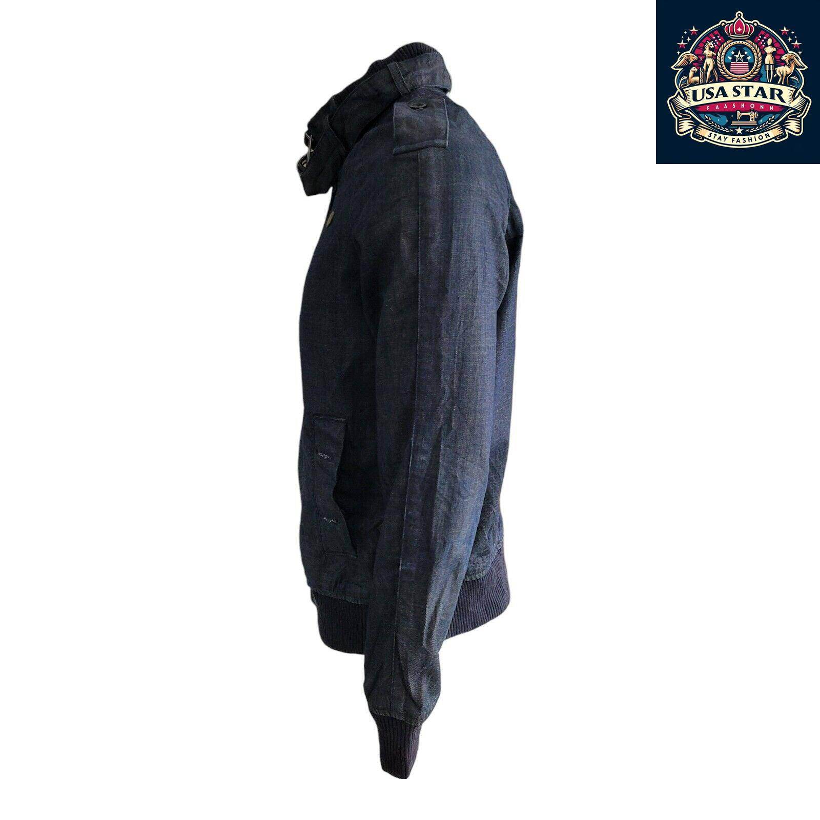 G - Star Raw Denim Jacket Men's L - Vintage Navy Biker Style, Durable Quality, Great Condition - USASTARFASHION