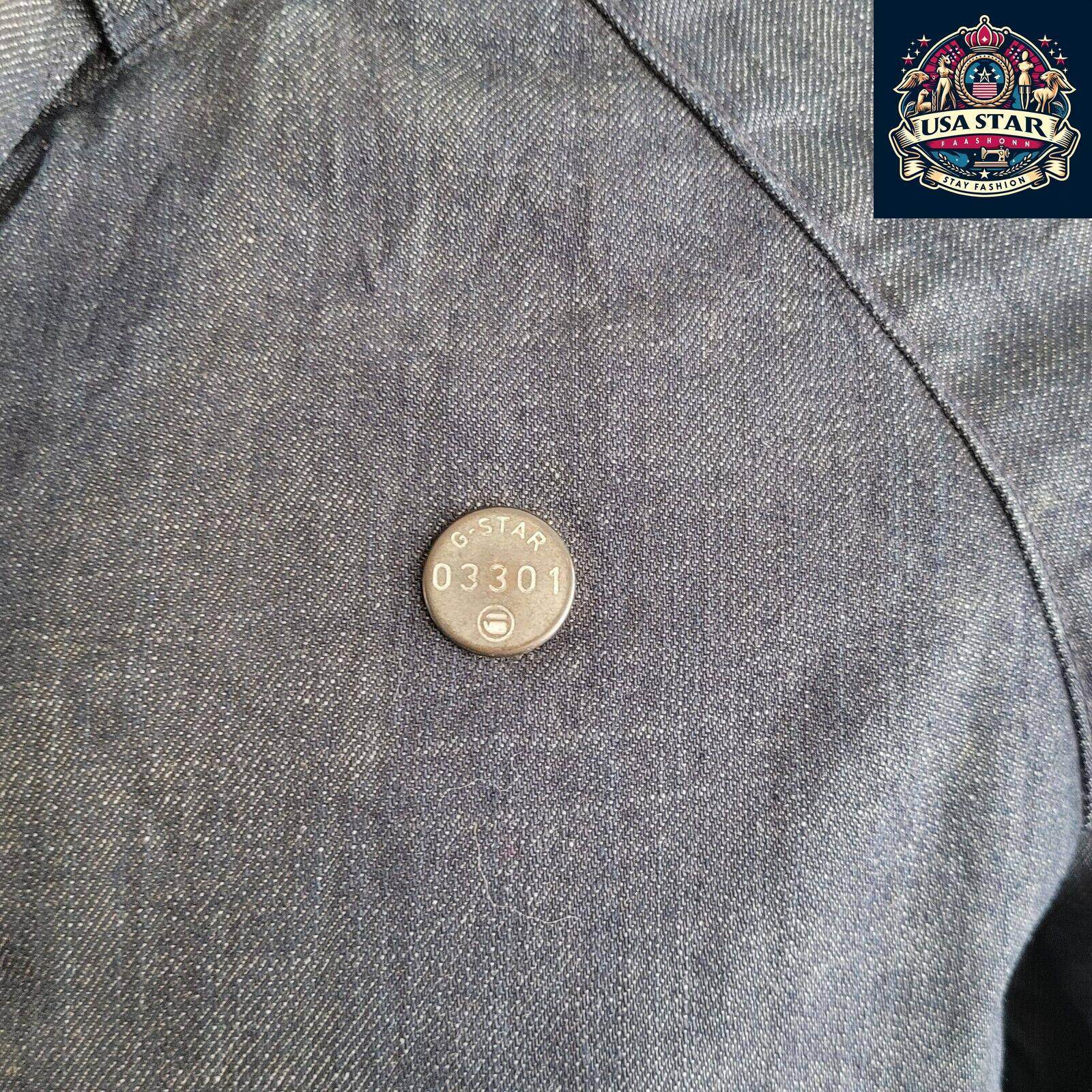 G - Star Raw Denim Jacket Men's L - Vintage Navy Biker Style, Durable Quality, Great Condition - USASTARFASHION