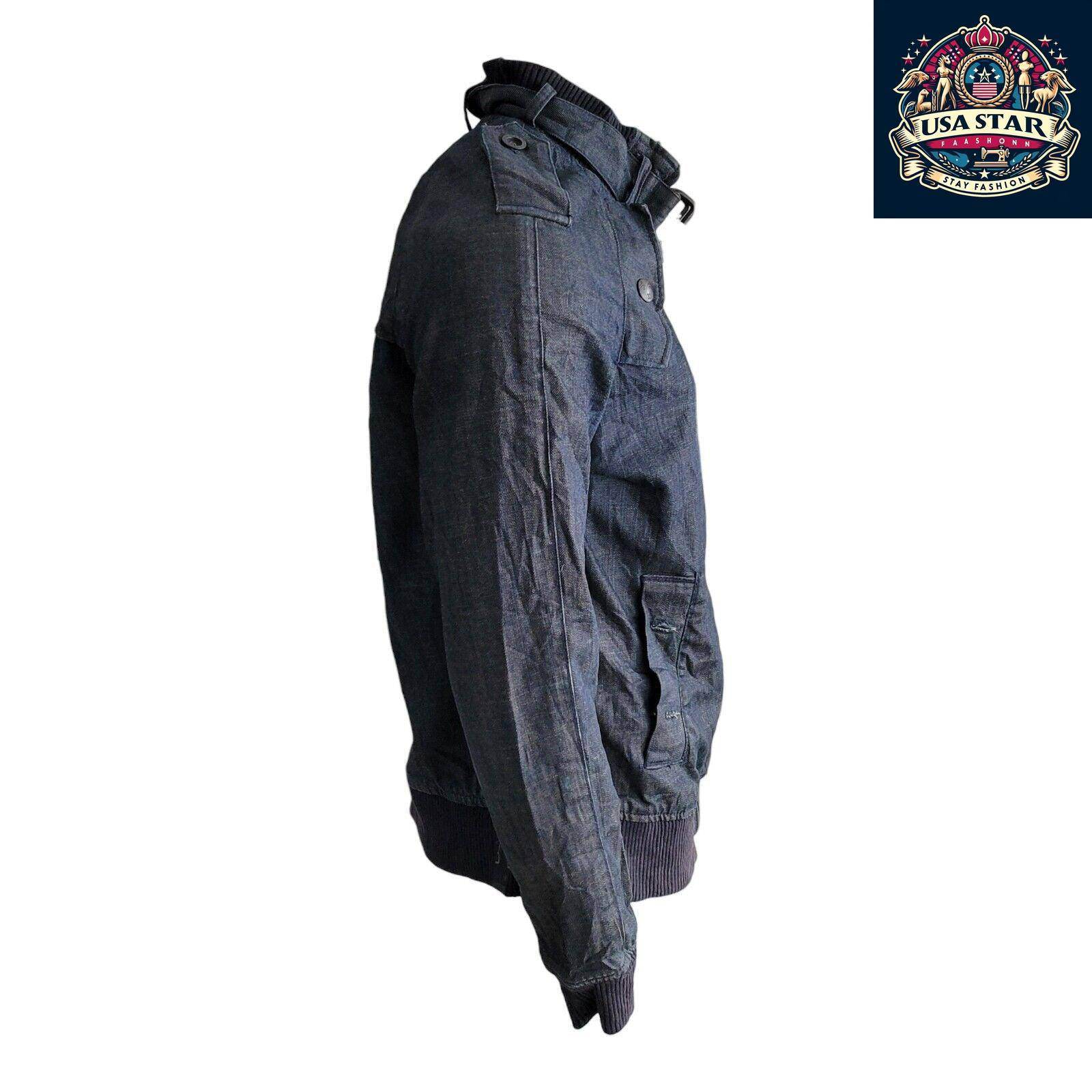 G - Star Raw Denim Jacket Men's L - Vintage Navy Biker Style, Durable Quality, Great Condition - USASTARFASHION