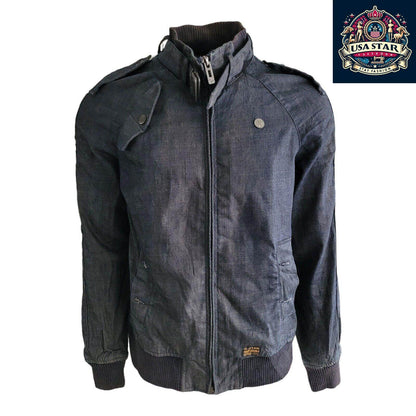 G - Star Raw Denim Jacket Men's L - Vintage Navy Biker Style, Durable Quality, Great Condition - USASTARFASHION