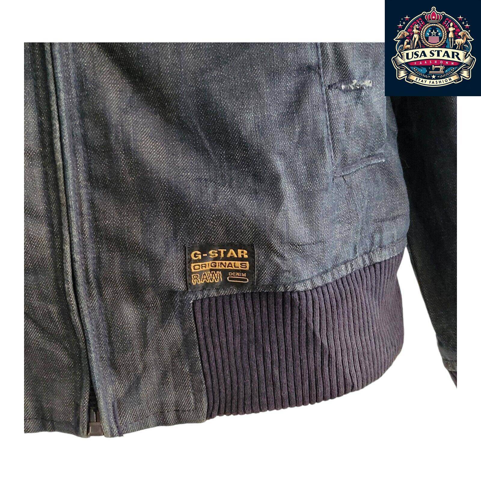 G - Star Raw Denim Jacket Men's L - Vintage Navy Biker Style, Durable Quality, Great Condition - USASTARFASHION