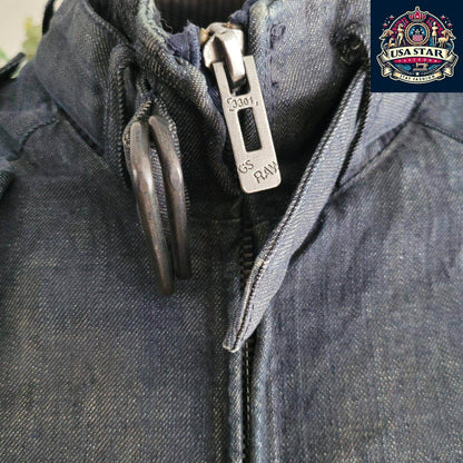 G - Star Raw Denim Jacket Men's L - Vintage Navy Biker Style, Durable Quality, Great Condition - USASTARFASHION