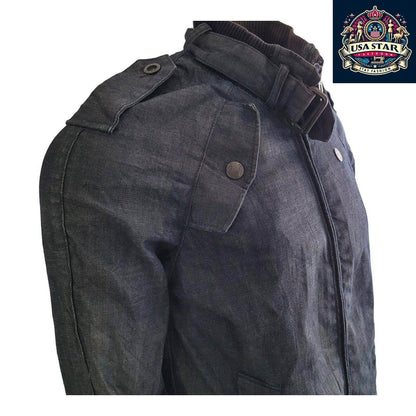 G - Star Raw Denim Jacket Men's L - Vintage Navy Biker Style, Durable Quality, Great Condition - USASTARFASHION