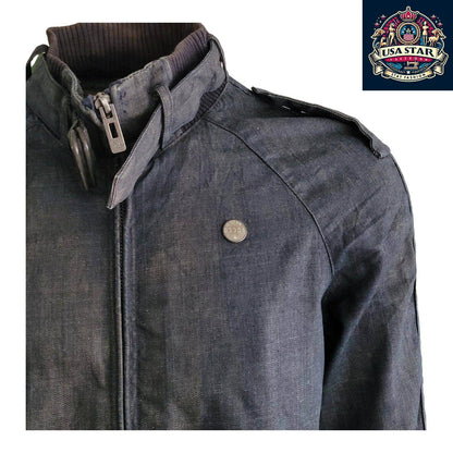 G - Star Raw Denim Jacket Men's L - Vintage Navy Biker Style, Durable Quality, Great Condition - USASTARFASHION