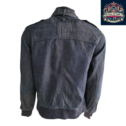 G - Star Raw Denim Jacket Men's L - Vintage Navy Biker Style, Durable Quality, Great Condition - USASTARFASHION