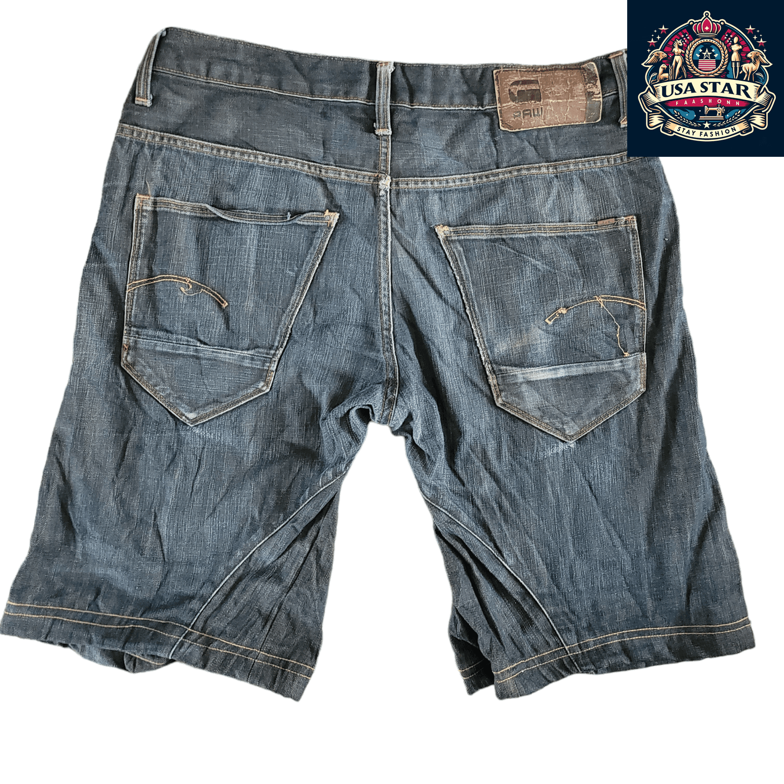 G - Star RAW Jorts W32 - 3D Tapered Denim Design, Reworked Sustainable Workwear, Comfortable Fit - USASTARFASHION