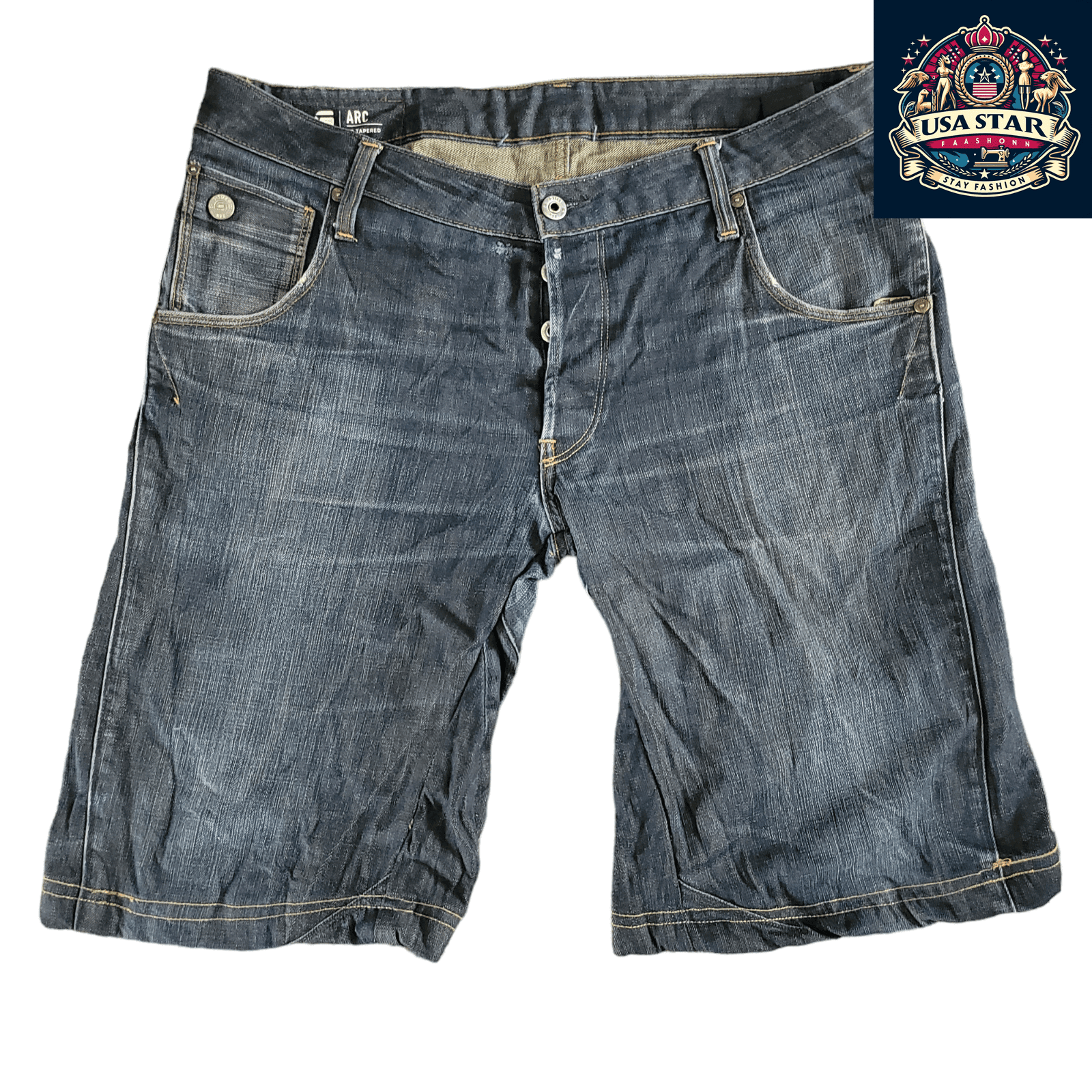 G - Star RAW Jorts W32 - 3D Tapered Denim Design, Reworked Sustainable Workwear, Comfortable Fit - USASTARFASHION