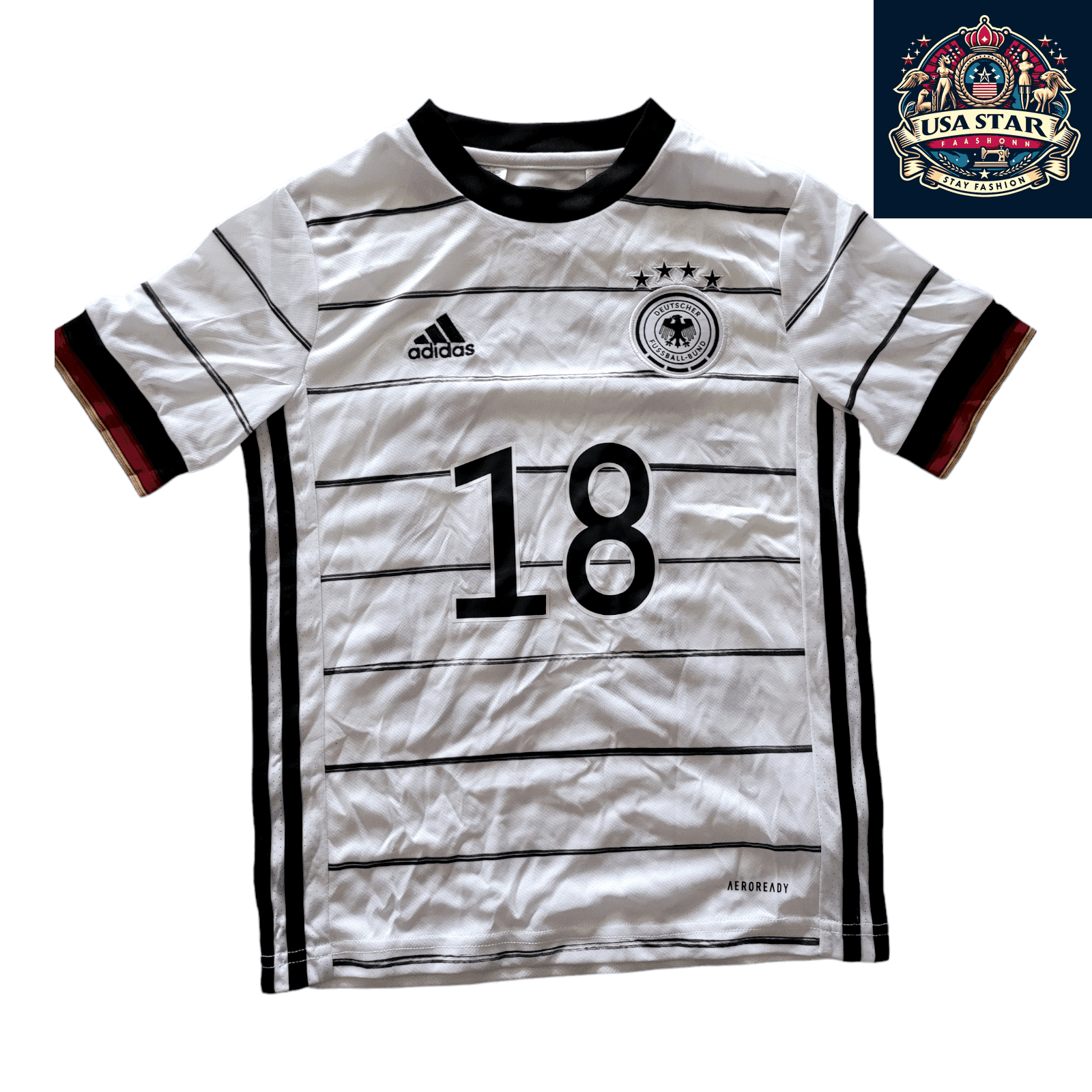 Germany National Team Shirt 2021 Home By Adidas - Youth Size 9 - 10Y/140 With Nela 1 - USASTARFASHION