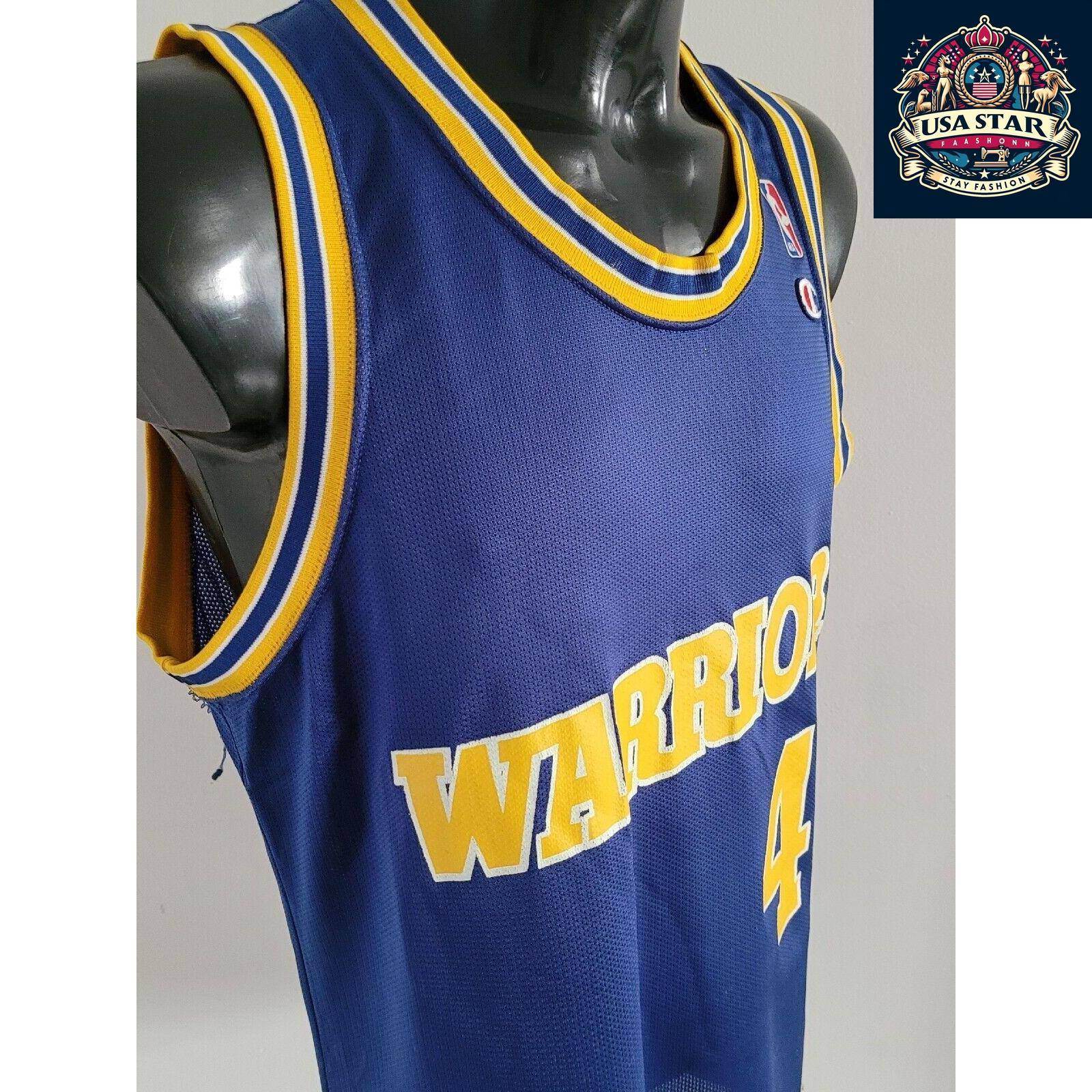 Golden State Warriors Shirt - Vintage Champion 4 Webber Basketball Tee, Size M/L (44) - USASTARFASHION