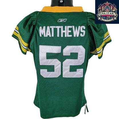 Green Bay Packers Jersey Super Bowl XLV Matthews 52 - High Quality Fabric, Size L - USASTARFASHION