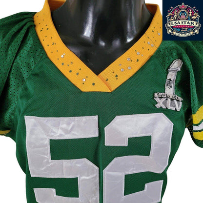 Green Bay Packers Jersey Super Bowl XLV Matthews 52 - High Quality Fabric, Size L - USASTARFASHION