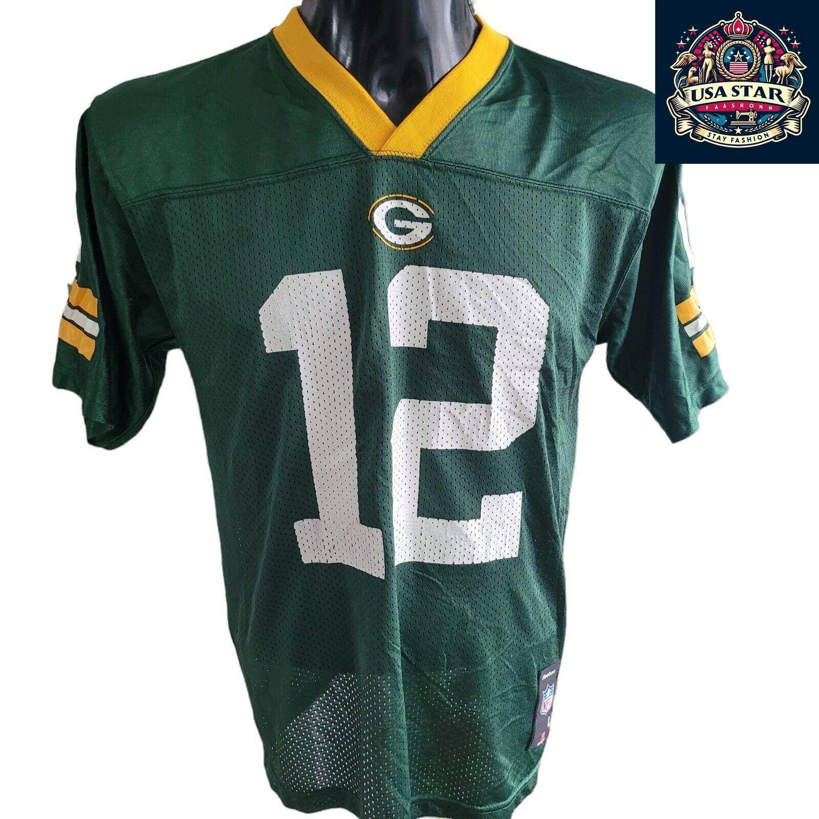 Green Bay Packers Reebok NFL Jersey - Youth L with Rodgers 12 Iconic Design & Comfortable Fit - USASTARFASHION