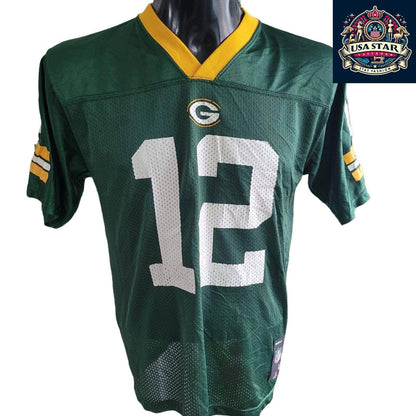 Green Bay Packers Reebok NFL Jersey - Youth L with Rodgers 12 Iconic Design & Comfortable Fit - USASTARFASHION