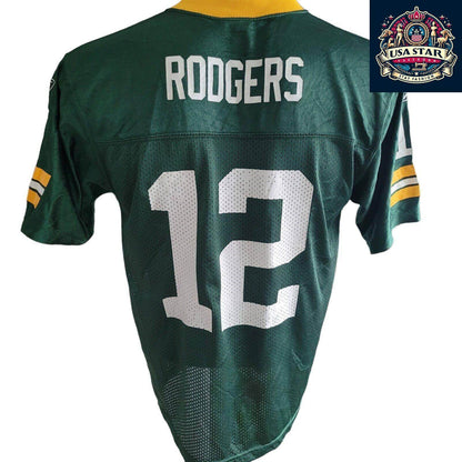 Green Bay Packers Reebok NFL Jersey - Youth L with Rodgers 12 Iconic Design & Comfortable Fit - USASTARFASHION