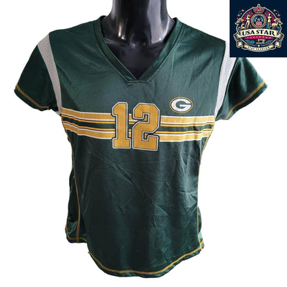 Green Bay Packers Women's Jersey Large Featuring Aaron Rodgers 12 - Official NFL Team Apparel - USASTARFASHION