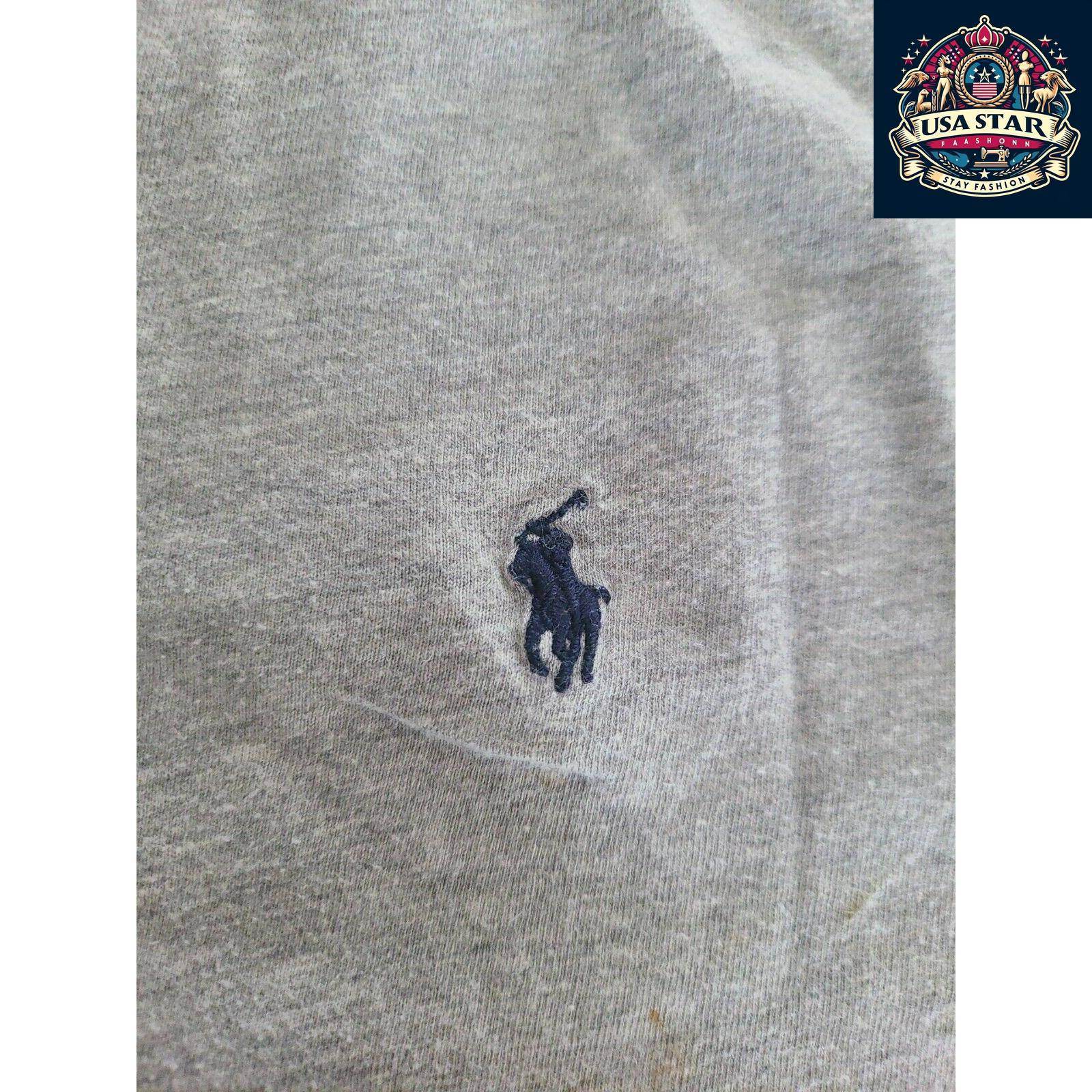 Grey Polo Ralph Lauren Shirt, Custom Slim Fit, Size L, High - Quality Cotton, Elegant Style - USASTARFASHION